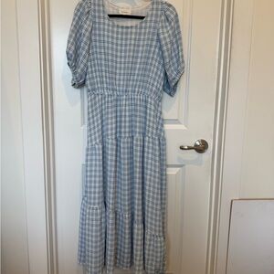 Bohme Blue Plaid Midi Dress